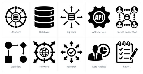 a set of 10 data analytics icons as structure vector image