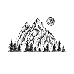 dotwork mountain landscape vector