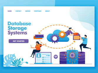 landing page design database storage system vector image
