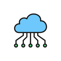 cloud with closed contacts blockchain flat color vector image