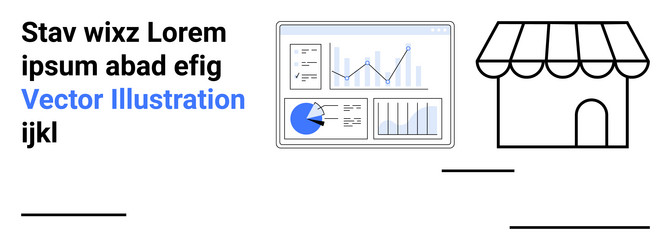 data analytics dashboard with storefront concept vector image