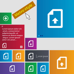 export upload file icon sign metro style buttons vector image