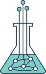 flask icon with ai neural network inside vector image