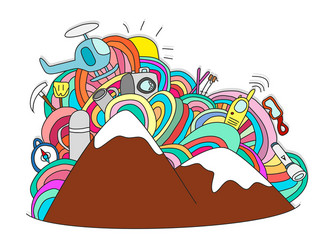 abstract doodle pattern with objects for ski vector image