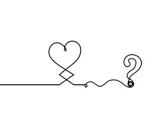 abstract hearts with question mark as continuous vector image