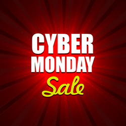 Cyber monday background with sale tag on red vector