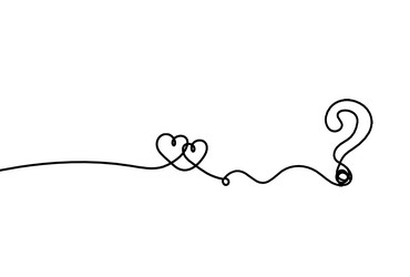 abstract hearts with question mark as continuous vector image