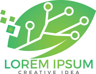 Green leaf technology logo design Royalty Free Vector Image