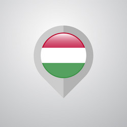 Map navigation pointer with hungary flag design vector