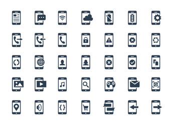 smartphone functions and apps icon set vector image