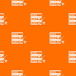 database with screwdriver and spanner pattern vector image