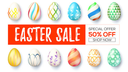 Easter sale ad banner with design of handwritten vector