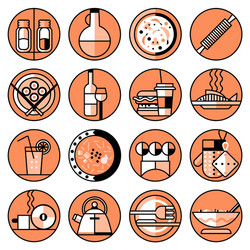 food icons line set vector