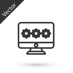 grey line monitor with password notification icon vector image