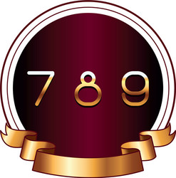 seven eight and nine numbers on round label vector image