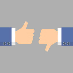 Hands holding thumbs up and down cartoon Vector Image