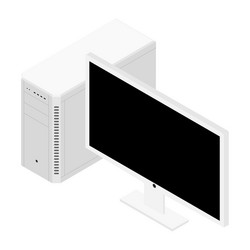Computer Case and Monitor Isometric View vector image