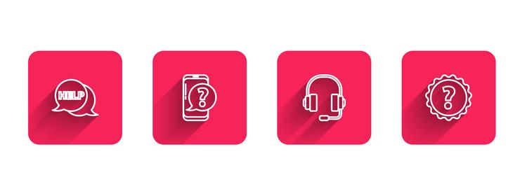 set line speech bubble with text help mobile vector image