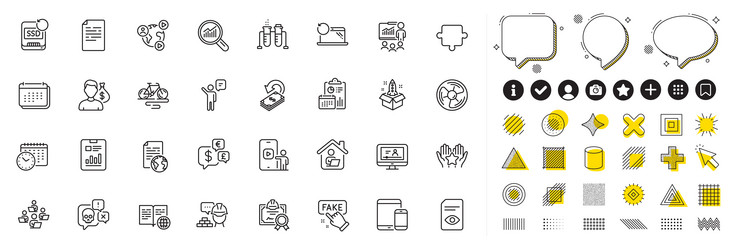 set of calendar time document and build line vector image