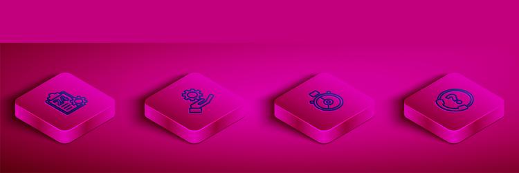set isometric line checklist with 24 hours service vector image