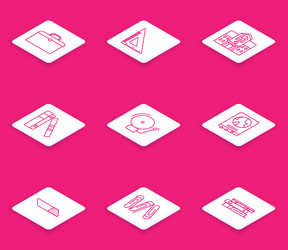 set line briefcase triangular ruler school vector image