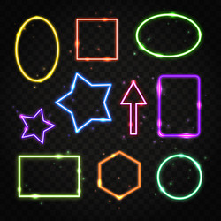 Set of colorful neon frames with space for text vector