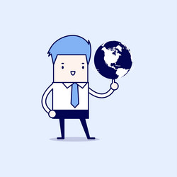 Businessman spinning globe vector