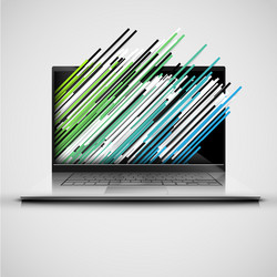 a computer with abstract and colorful lanes vector