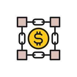 coin with blockchain cryptocurrency bitcoin vector image