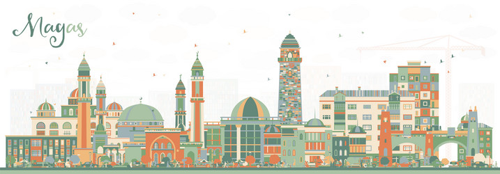 magas russia city skyline with color buildings Vector Image