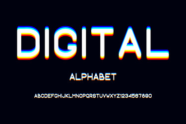 Overlap glitch font rounded color alphabet vector