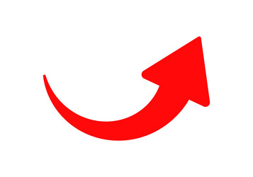 red curved arrow pointing upward in simple vector image