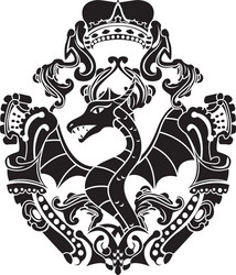 Heraldic Dragon Arms with Crown Vector Image