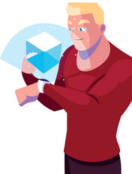 man using technology augmented reality vector image
