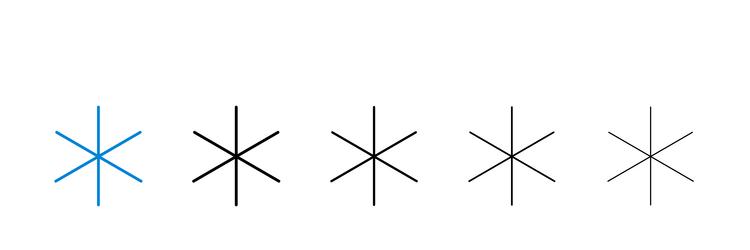 asterisk icons in five different stroke sizes vector image