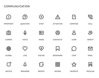 communication user interface ui icon set high vector