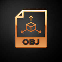 Gold obj file document icon download button vector