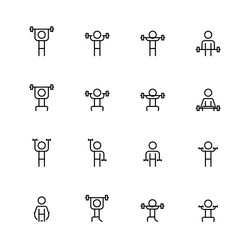 Weightlifting icon set in thin line style vector