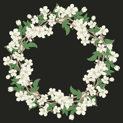 Elegant Cherry Blossom Round Frame Vector Image