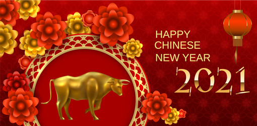 Happy chinese new year with festive symbols vector