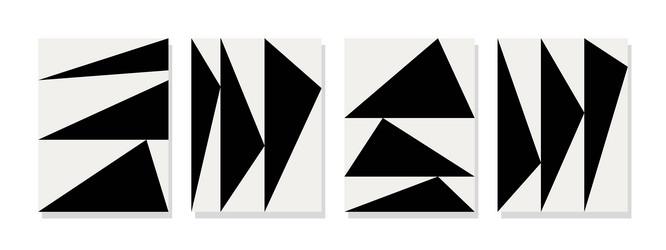 Minimalist wall art with black abstract triangles vector