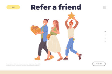 Refer friend landing page for online service vector