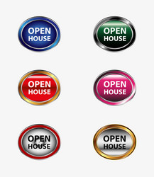 set of open house button vector image
