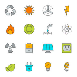 eco energy color line icons vector