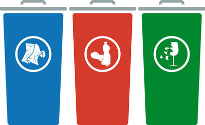 Garbage containers with separated trash icon vector