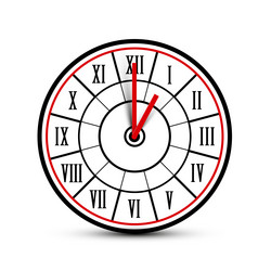 retro analog clock face icon with roman numbers vector image