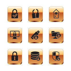 set lock and check mark server security vector image