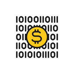 binary code with coin cryptocurrency bitcoin vector image