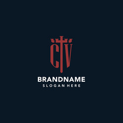 cv initial monogram logos with sword and shield vector image