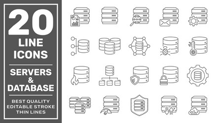 Server & Database Line Icons vector image